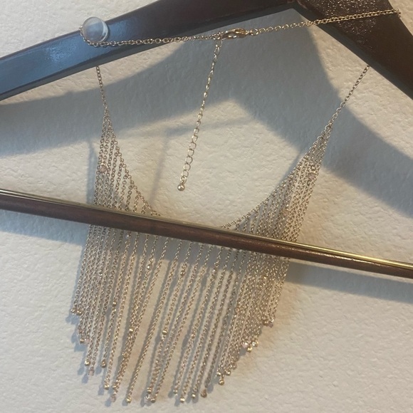 PROM Sale Chain and Rhinestone Necklace Gold Color Whimsigoth 2000’s - Picture 5 of 6